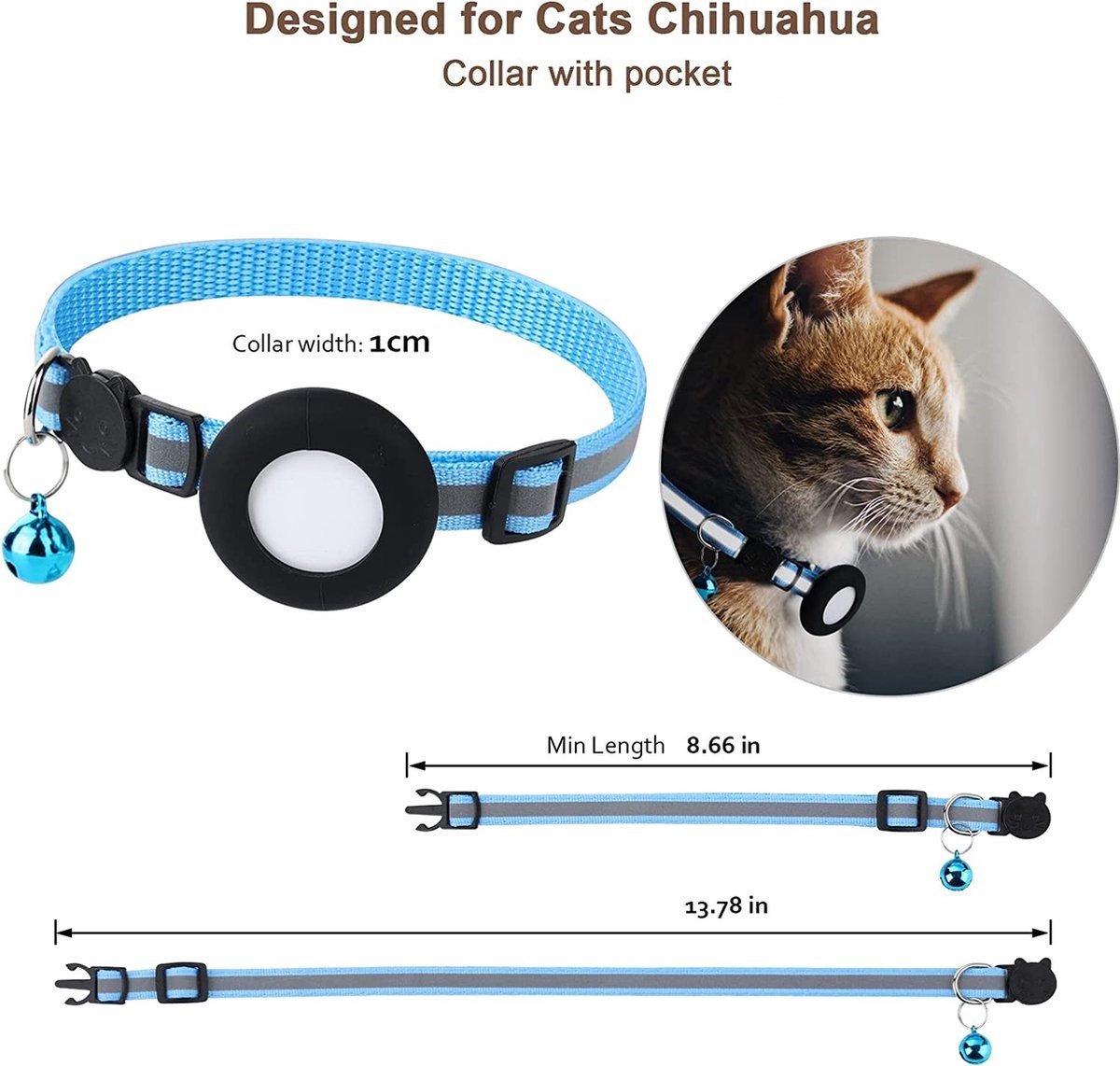Croci Halsband Kat Met Tag Houder Lichtblauw