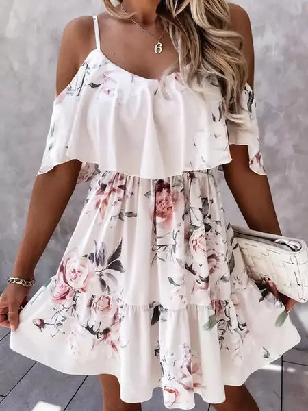Off Shoulder Floral Mini Dress