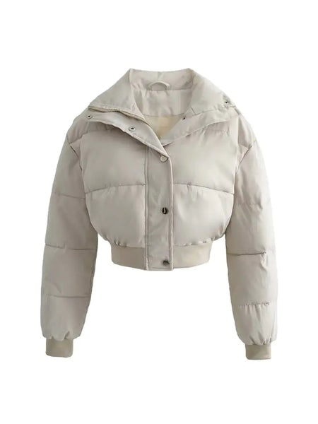 Elegant Cropped Puffer Jackets Women