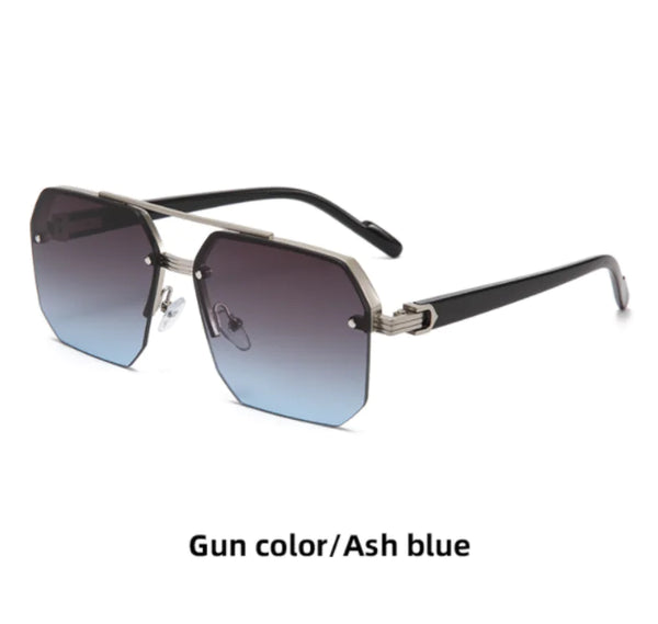 Oversized Rimless Rectangle Sunglasses